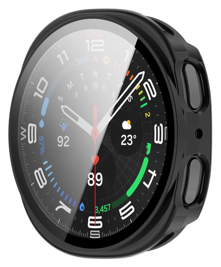 Samsung Galaxy Watch 8 44MM Hoesje - Bumper met Tempered Glass - Zwart afbeelding 2