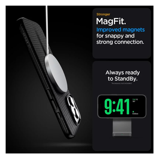 Spigen Liquid Air T MagFit Apple iPhone 16 Pro Hoesje Back Cover Matte Zwart afbeelding 5