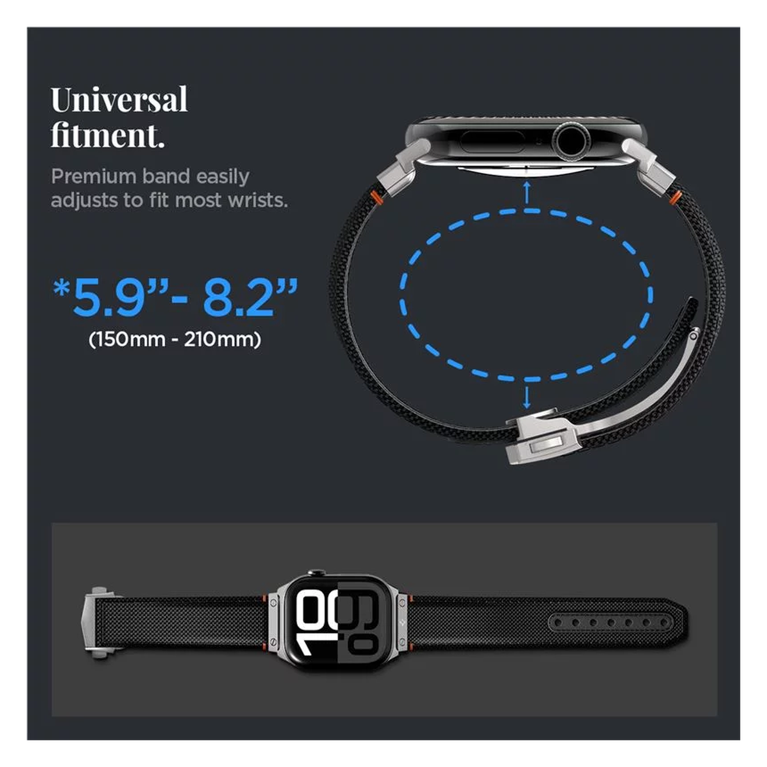 Spigen Classic Fit - Apple Watch 1-10/SE/Ultra Bandje - 49/46/45/44/42MM - Zwart afbeelding 4