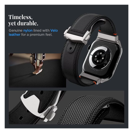 Spigen Classic Fit - Apple Watch 1-10/SE/Ultra Bandje - 49/46/45/44/42MM - Zwart afbeelding 6