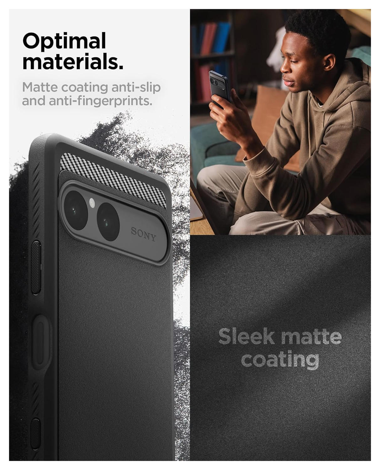 Spigen Rugged Armor Sony Xperia 10 VII Hoesje Back Cover Matte Zwart afbeelding 4