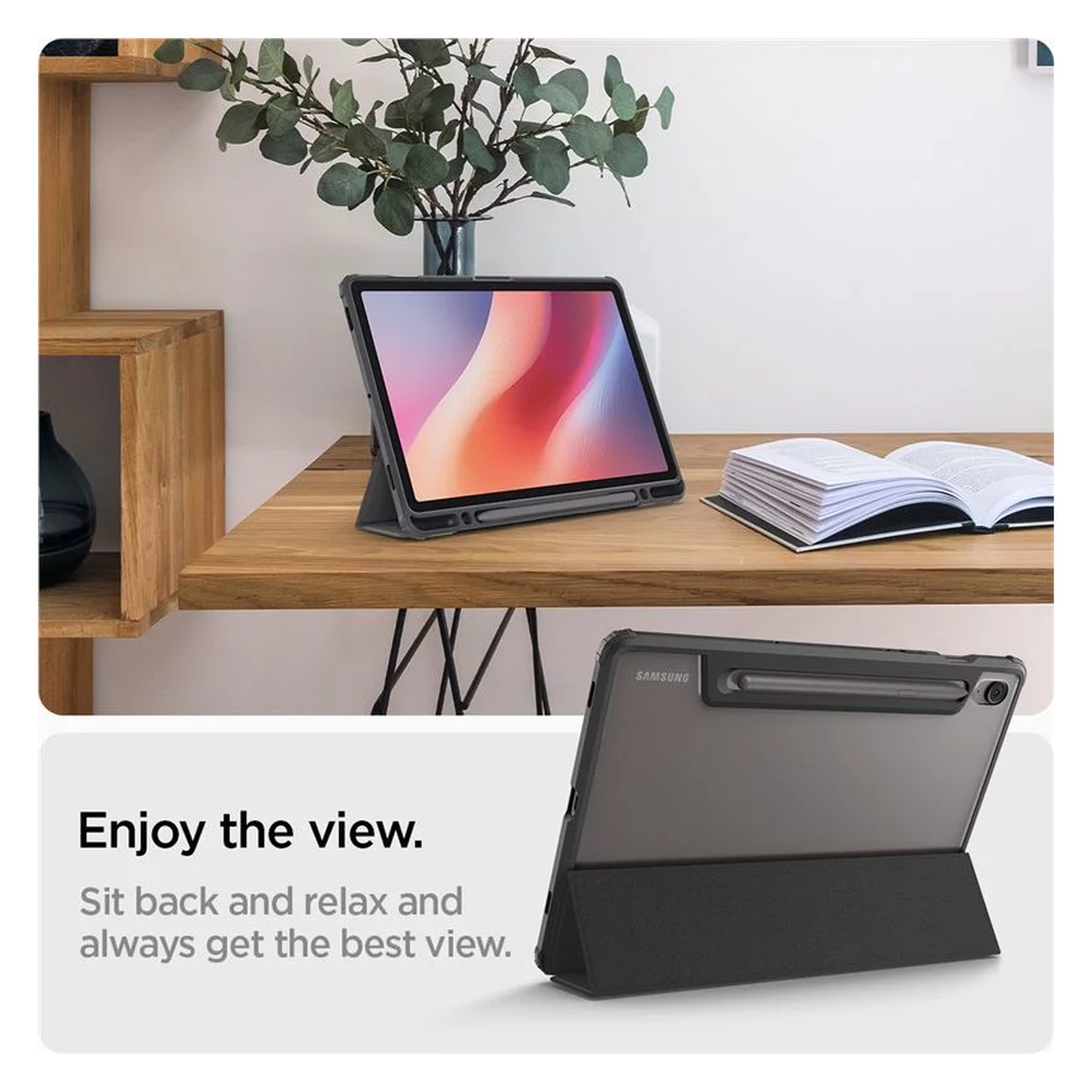 Spigen Ultra Hybrid Pro Samsung Galaxy Tab S10 FE / S9 Hoes Book Case Zwart afbeelding 4