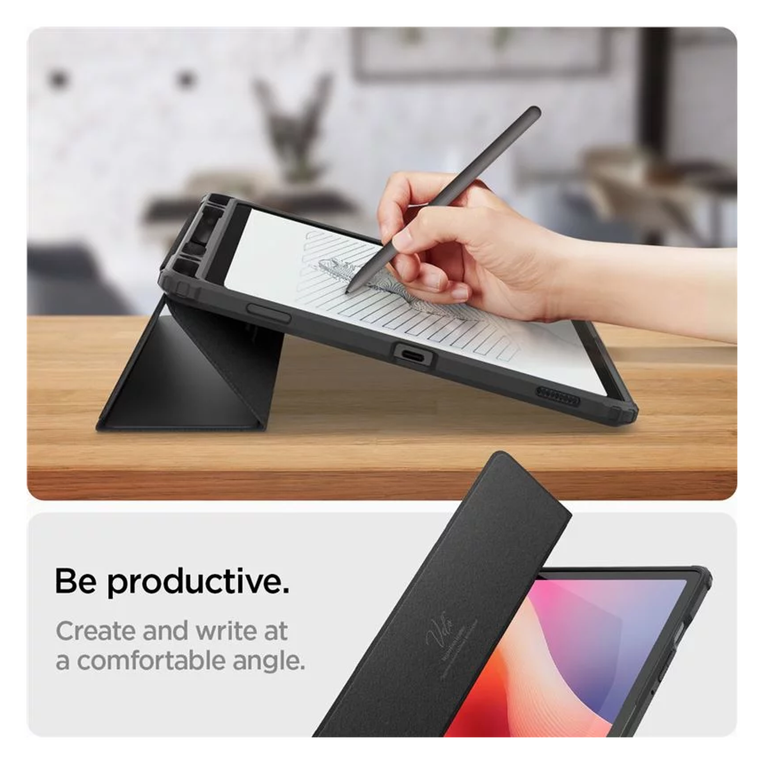 Spigen Ultra Hybrid Pro Samsung Galaxy Tab S10 FE / S9 Hoes Book Case Zwart afbeelding 5