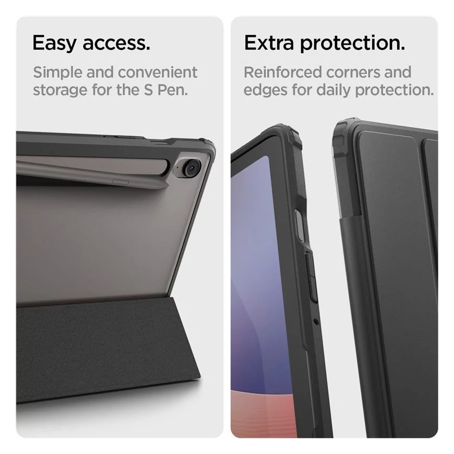Spigen Ultra Hybrid Pro Samsung Galaxy Tab S10 FE / S9 Hoes Book Case Zwart afbeelding 6