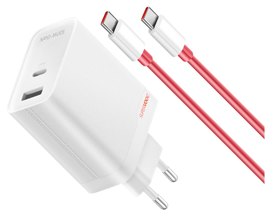 Originele OnePlus SuperVOOC GaN Oplader 120W + USB-C Kabel 1M Wit/Rood afbeelding 2
