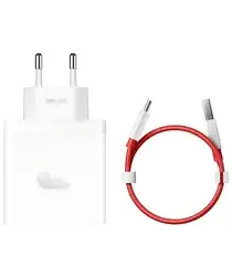 Originele OnePlus SuperVOOC USB‑A Snellader 100W + USB-A naar USB-C Kabel 1M Wit afbeelding