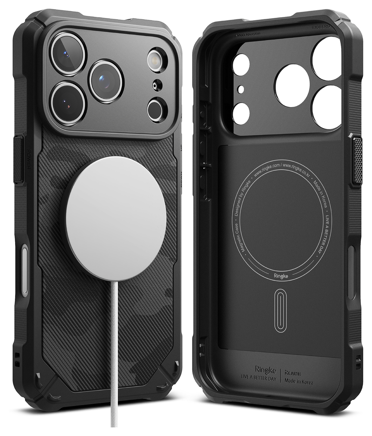 Ringke Rugged Gear Magnetic iPhone 17 Pro Max Hoesje MagSafe Camo Zwart afbeelding 2