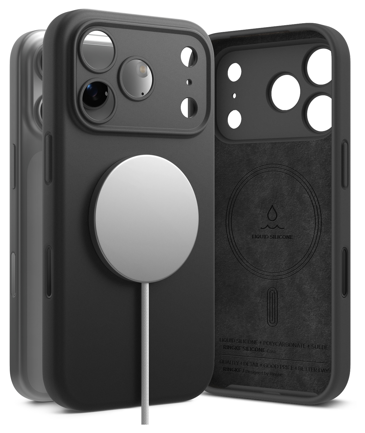 Ringke Silicone Magnetic Apple iPhone 17 Pro Max Hoesje MagSafe Back Cover Zwart afbeelding 1