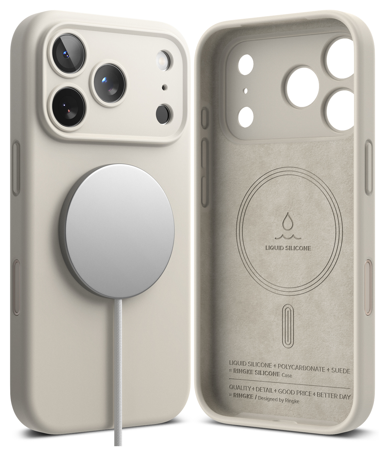 Ringke Silicone Magnetic Apple iPhone 17 Pro Max Hoesje MagSafe Back Cover Beige afbeelding 11