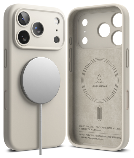 Ringke Silicone Magnetic Apple iPhone 17 Pro Max Hoesje MagSafe Back Cover Beige afbeelding 11