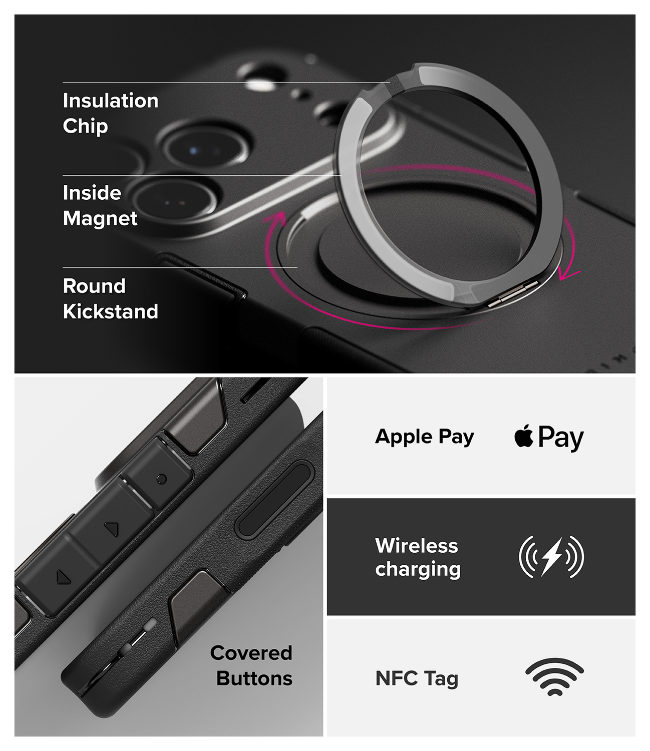 Ringke Alles iPhone 17 Pro Max Hoesje 360° MagSafe Standaard Gunmetal afbeelding 10