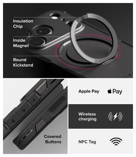 Ringke Alles iPhone 17 Pro Max Hoesje 360° MagSafe Standaard Gunmetal afbeelding 10