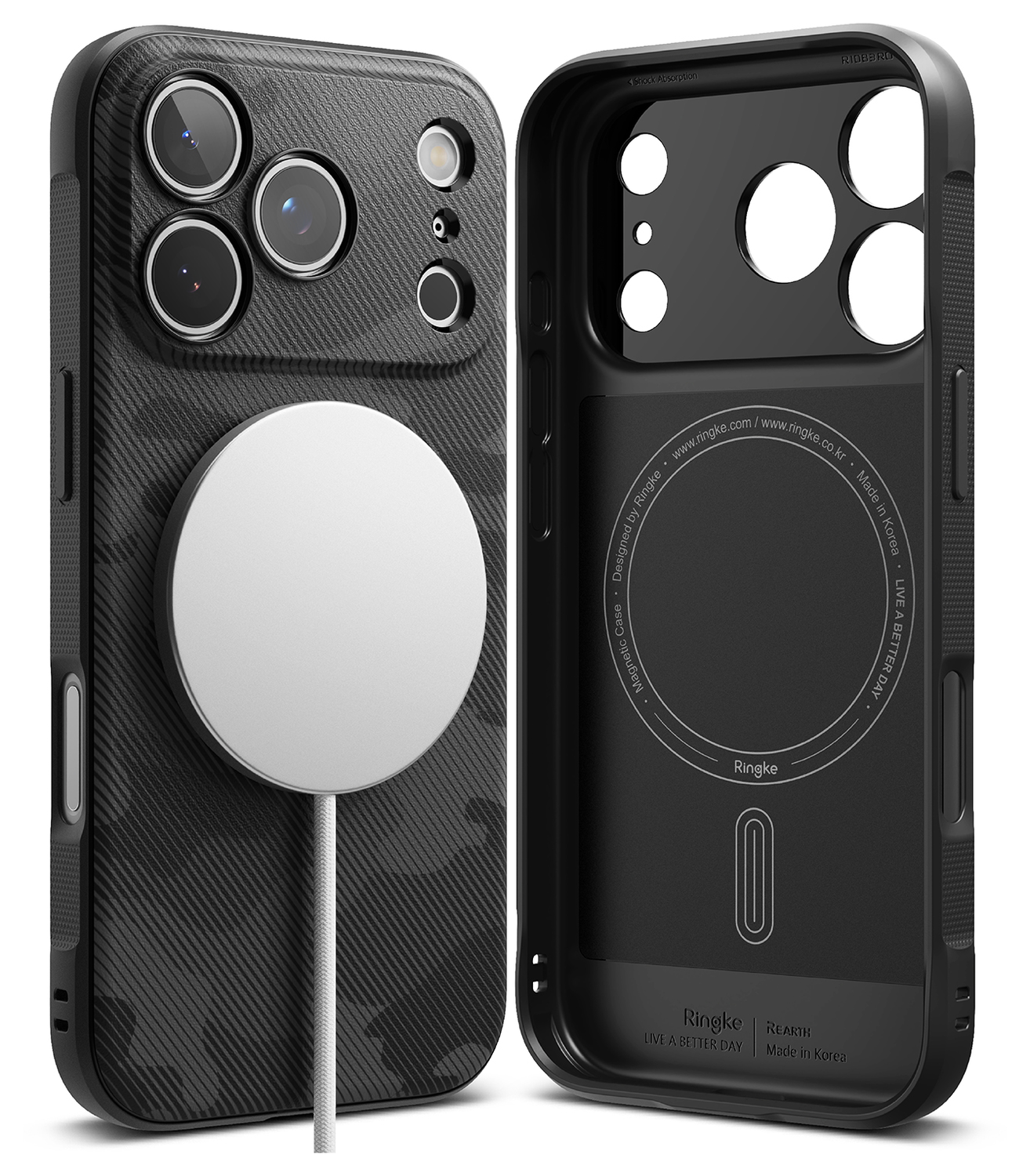 Ringke Onyx Magnetic Apple iPhone 17 Pro Hoesje MagSafe Camo Zwart afbeelding 2
