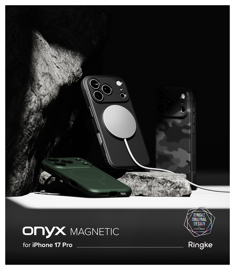 Ringke Onyx Magnetic Apple iPhone 17 Pro Hoesje MagSafe Camo Zwart afbeelding 11