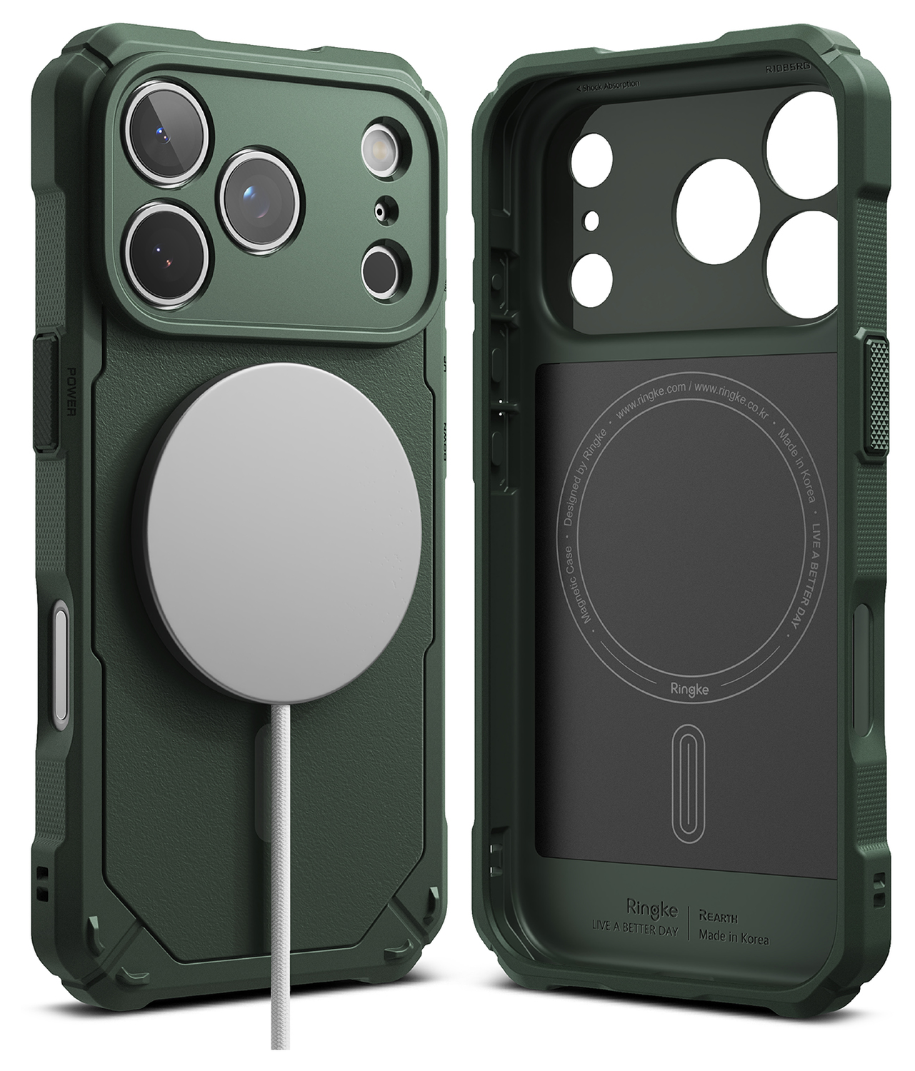 Ringke Rugged Gear Magnetic Apple iPhone 17 Pro Hoesje MagSafe Back Cover Groen afbeelding 2