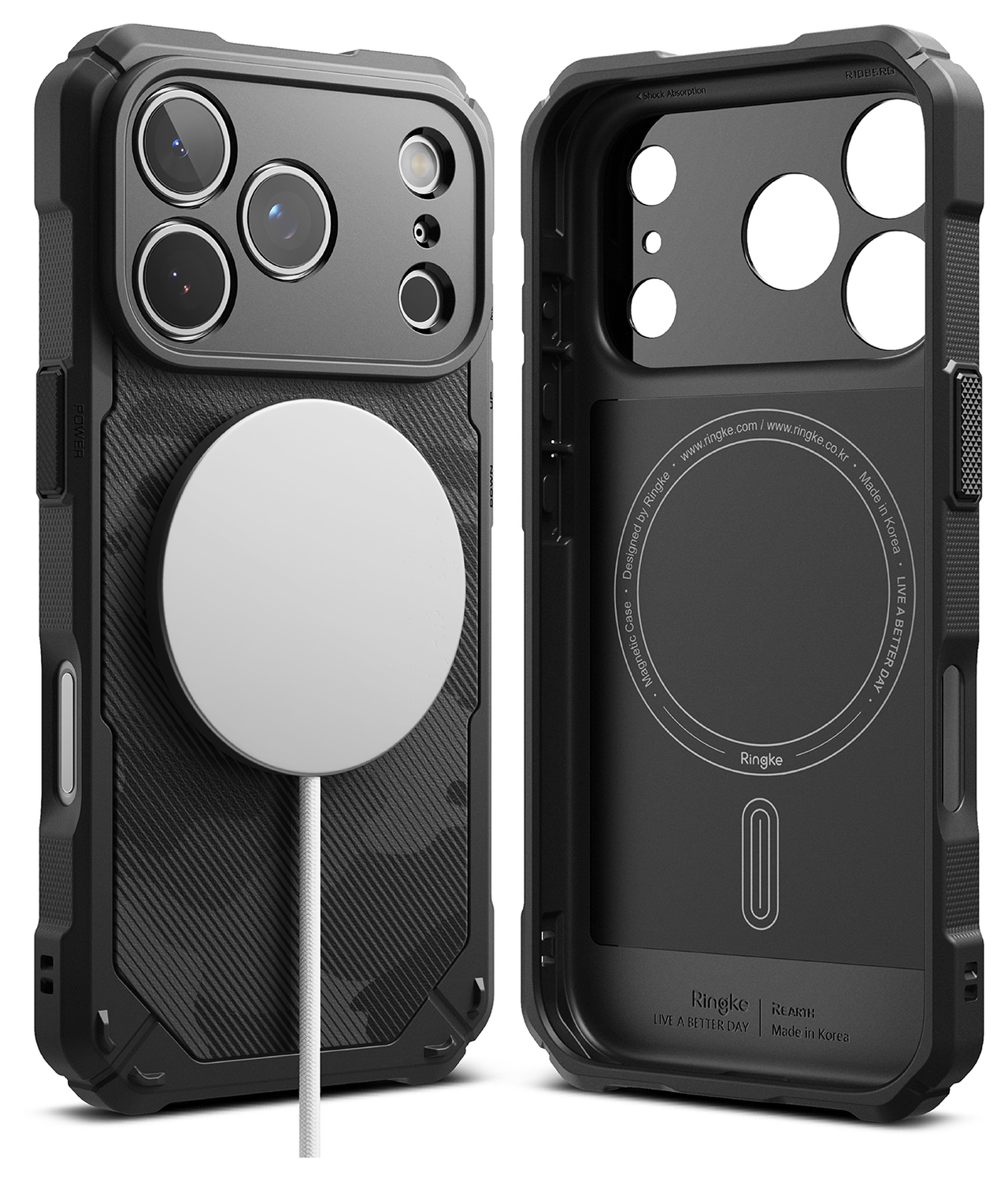 Ringke Rugged Gear Magnetic Apple iPhone 17 Pro Hoesje MagSafe Camo Zwart afbeelding 2