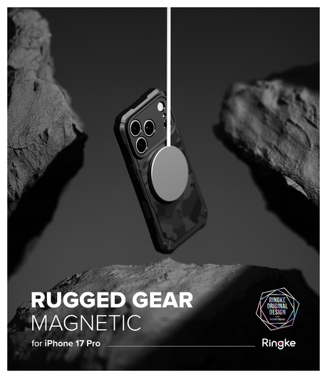 Ringke Rugged Gear Magnetic Apple iPhone 17 Pro Hoesje MagSafe Camo Zwart afbeelding 11