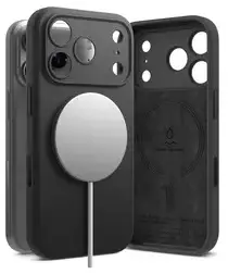 Ringke Silicone Magnetic Apple iPhone 17 Pro Hoesje MagSafe Back Cover Zwart afbeelding