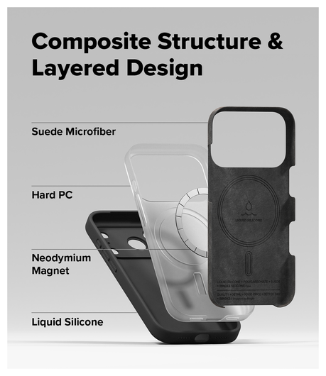 Ringke Silicone Magnetic Apple iPhone 17 Pro Hoesje MagSafe Back Cover Zwart afbeelding 8