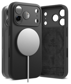 Ringke Silicone Magnetic Apple iPhone 17 Pro Hoesje MagSafe Back Cover Zwart