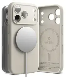 Ringke Silicone Magnetic Apple iPhone 17 Pro Hoesje MagSafe Back Cover Beige afbeelding