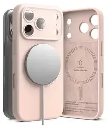 Ringke Silicone Magnetic Apple iPhone 17 Pro Hoesje MagSafe Back Cover Roze afbeelding