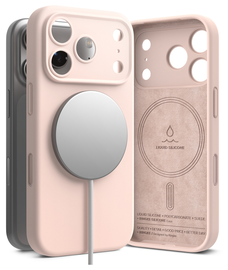 Ringke Silicone Magnetic Apple iPhone 17 Pro Hoesje MagSafe Back Cover Roze afbeelding