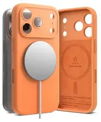 Ringke Silicone Magnetic Apple iPhone 17 Pro Hoesje MagSafe Back Cover Oranje afbeelding