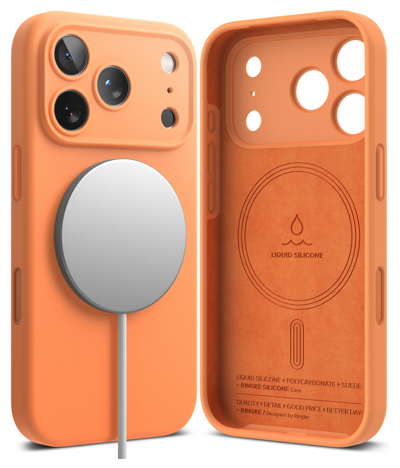 Ringke Silicone Magnetic Apple iPhone 17 Pro Hoesje MagSafe Back Cover Oranje afbeelding 2