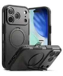 Ringke Alles iPhone 17 Pro Hoesje 360° MagSafe Standaard Gunmetal afbeelding