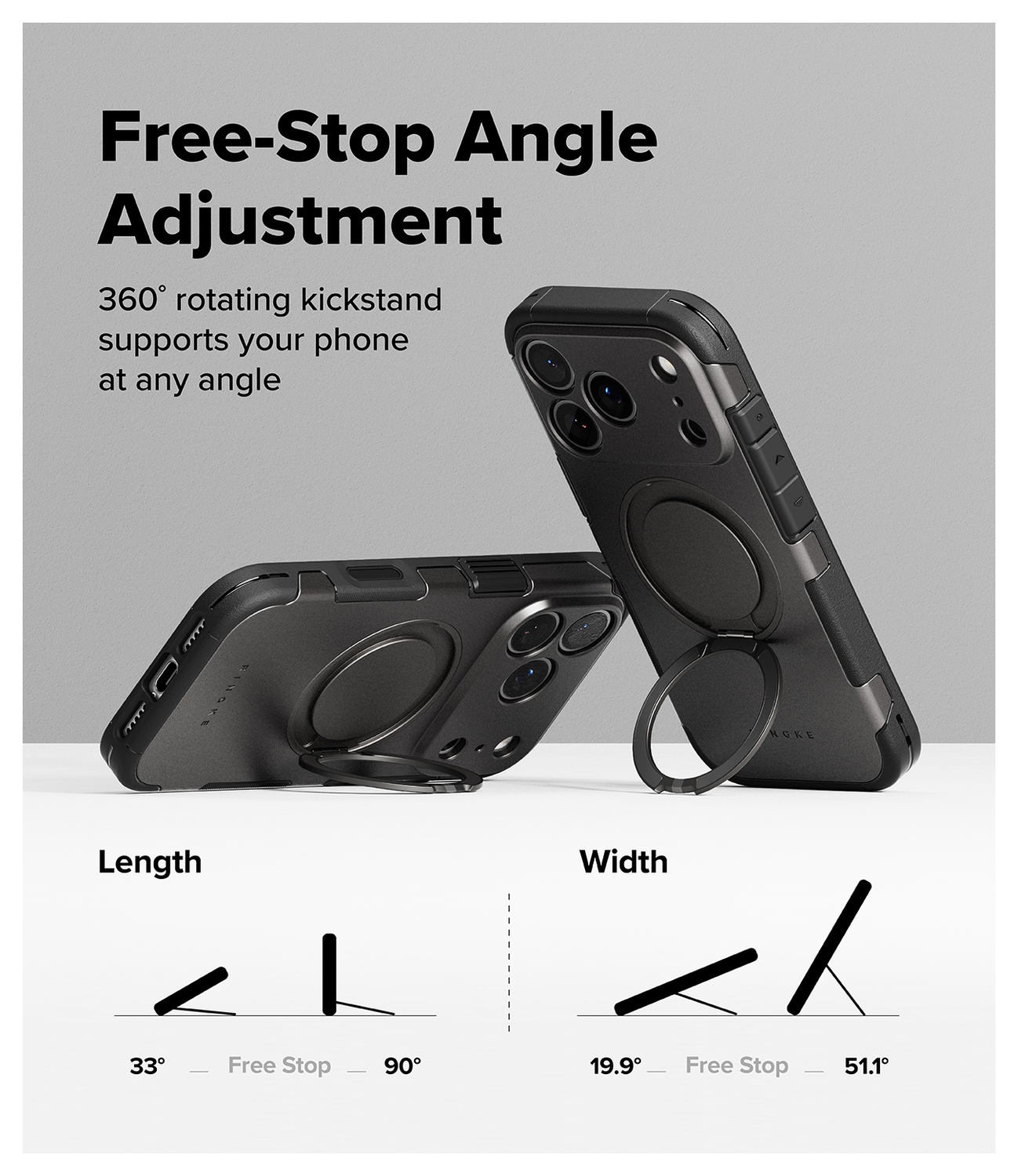 Ringke Alles iPhone 17 Pro Hoesje 360° MagSafe Standaard Gunmetal afbeelding 4