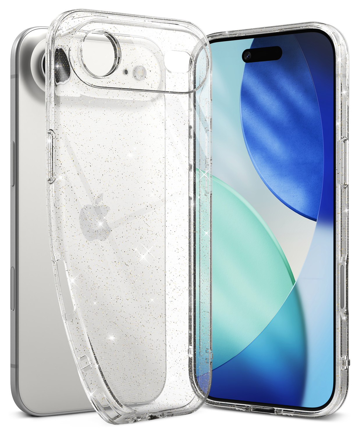Ringke Air iPhone Air Hoesje Flexibel TPU Back Cover Glitter Transparant afbeelding 1