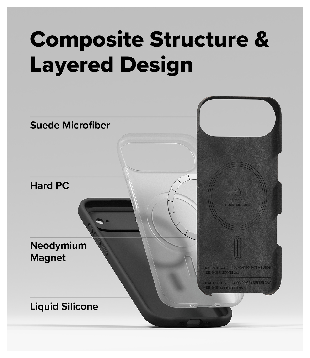 Ringke Silicone Magnetic Apple iPhone Air Hoesje MagSafe Back Cover Zwart afbeelding 6