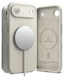 Ringke Silicone Magnetic Apple iPhone Air Hoesje MagSafe Back Cover Beige afbeelding