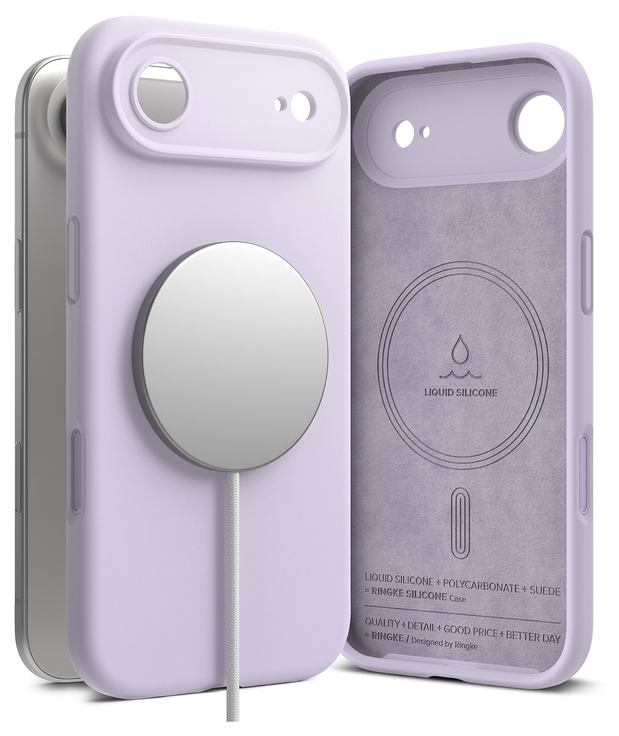 Ringke Silicone Magnetic Apple iPhone Air Hoesje MagSafe Back Cover Paars afbeelding 1