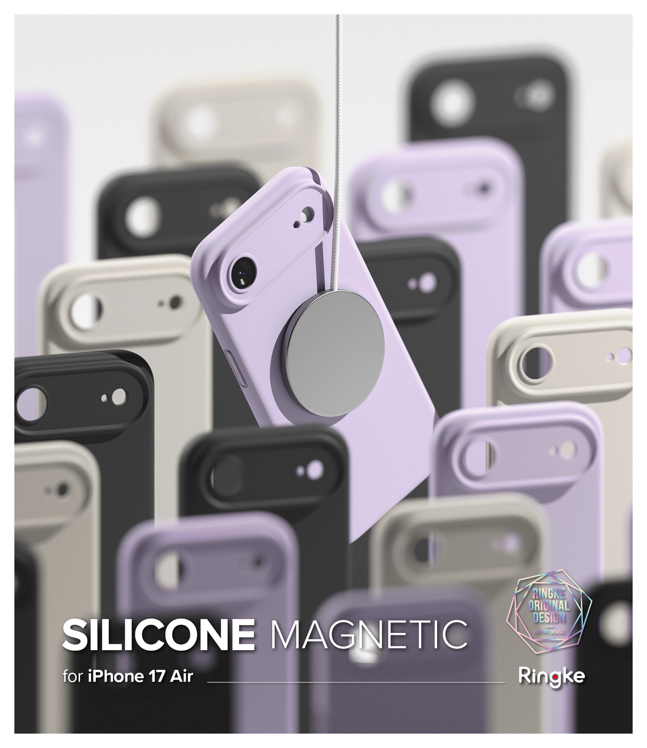 Ringke Silicone Magnetic Apple iPhone Air Hoesje MagSafe Back Cover Paars afbeelding 10