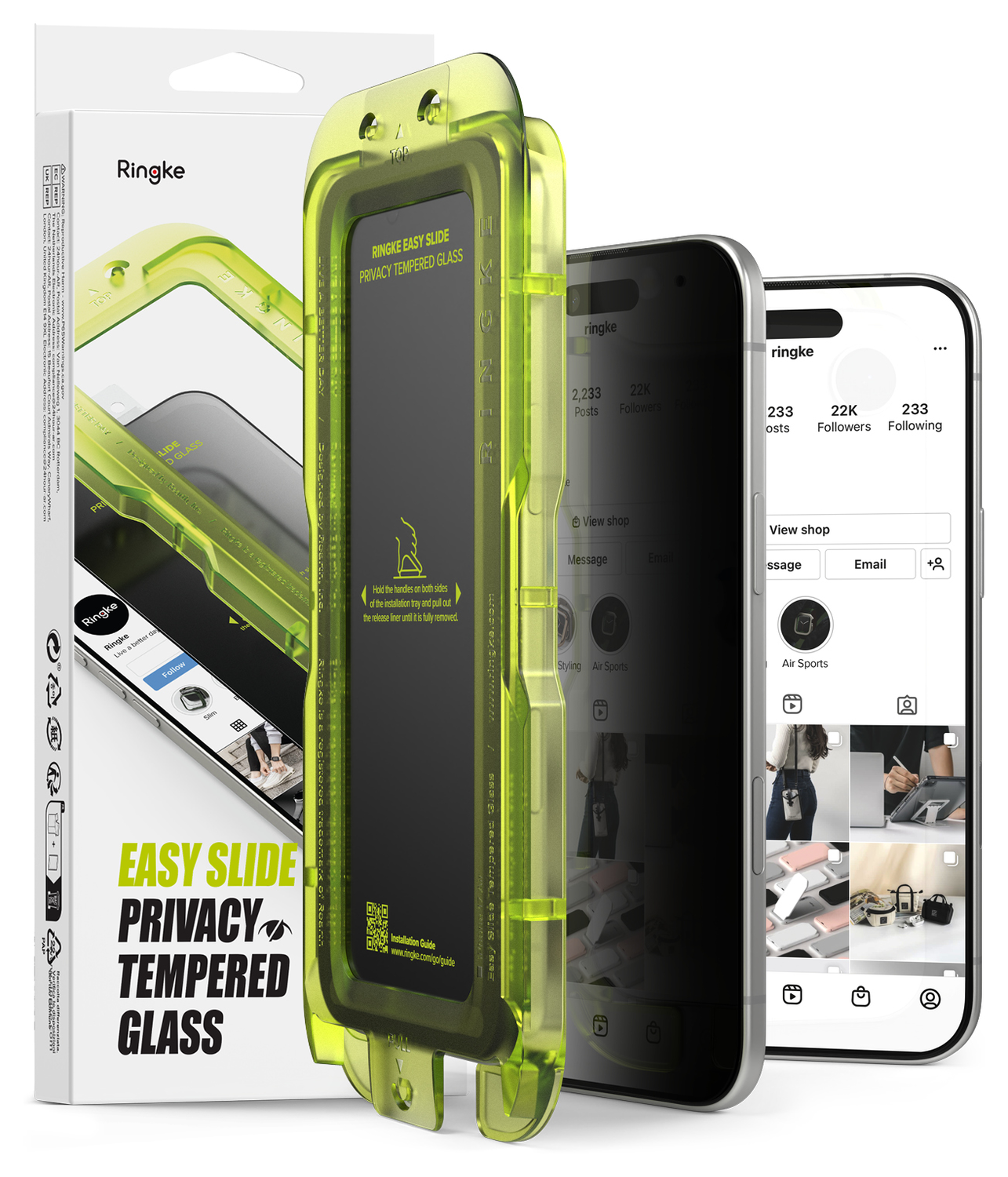 Ringke Easy Slide Privacy Glass iPhone Air Screen Protector Jig 2-Pack afbeelding 1