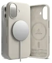 Ringke Silicone Magnetic Apple iPhone 17 Hoesje MagSafe Back Cover Beige afbeelding