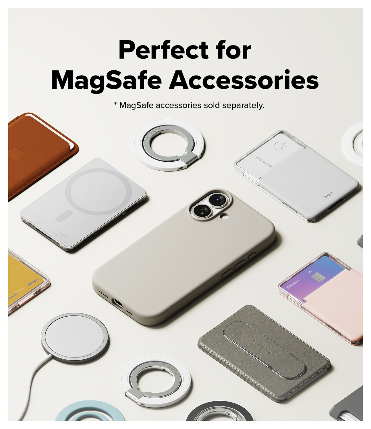 Ringke Silicone Magnetic Apple iPhone 17 Hoesje MagSafe Back Cover Beige afbeelding 6
