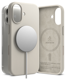 Ringke Silicone Magnetic Apple iPhone 17 Hoesje MagSafe Back Cover Beige