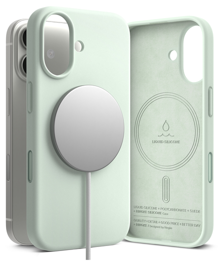 Ringke Silicone Magnetic Apple iPhone 17 Hoesje MagSafe Back Cover Mint afbeelding 1