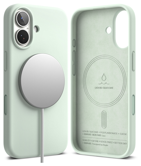 Ringke Silicone Magnetic Apple iPhone 17 Hoesje MagSafe Back Cover Mint afbeelding 10