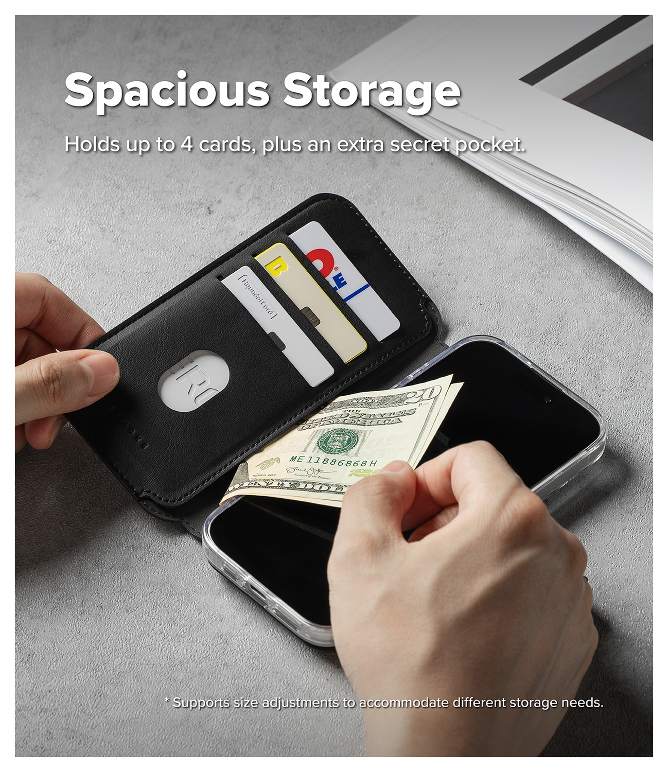 Ringke Folio Grip Wallet Magnetic Apple iPhone 17 Hoesje Zwart afbeelding 4