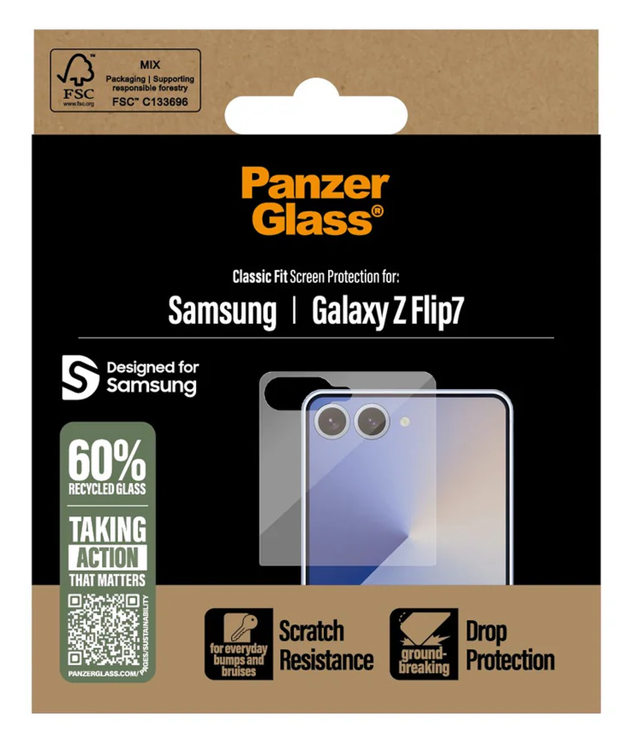 PanzerGlass Classic Fit Samsung Galaxy Z Flip 7 Screen Protector Tempered Glass afbeelding 4