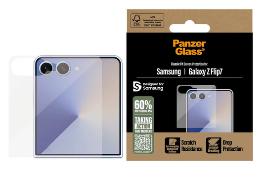 PanzerGlass Classic Fit Samsung Galaxy Z Flip 7 Screen Protector Tempered Glass afbeelding 1