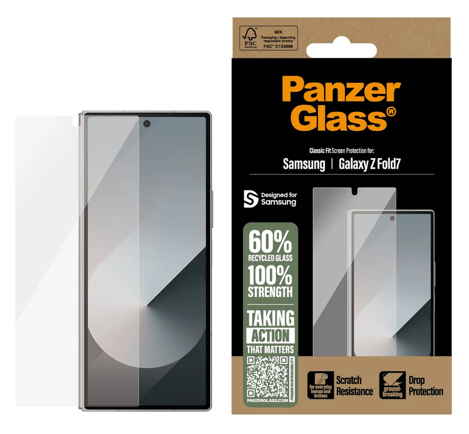 PanzerGlass Classic Fit Samsung Galaxy Z Fold 7 Screen Protector Tempered Glass afbeelding 1