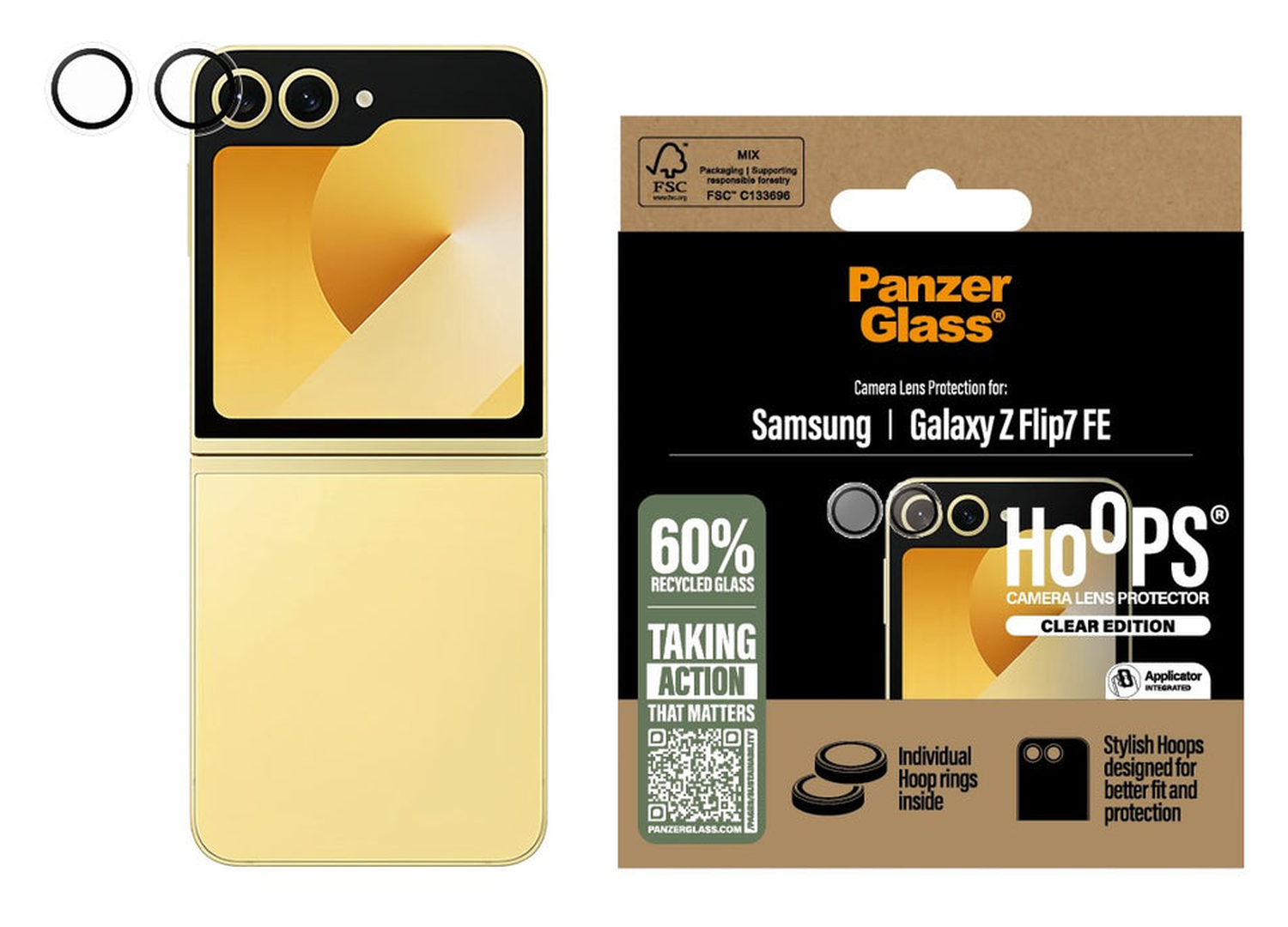 PanzerGlass Hoops Rings Samsung Galaxy Z Flip 7 FE Camera Lens Protector Glas afbeelding 1