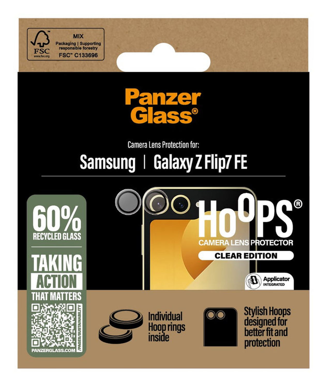 PanzerGlass Hoops Rings Samsung Galaxy Z Flip 7 FE Camera Lens Protector Glas afbeelding 3