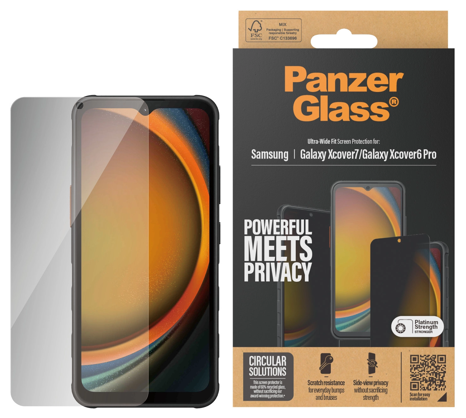 PanzerGlass Ultra-Wide Samsung Galaxy Xcover 7 / 6 Pro Privacy Glass afbeelding 1