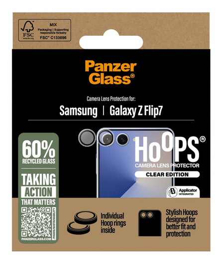 PanzerGlass Hoops Rings Samsung Galaxy Z Flip 7 Camera Lens Protector Clear afbeelding 3
